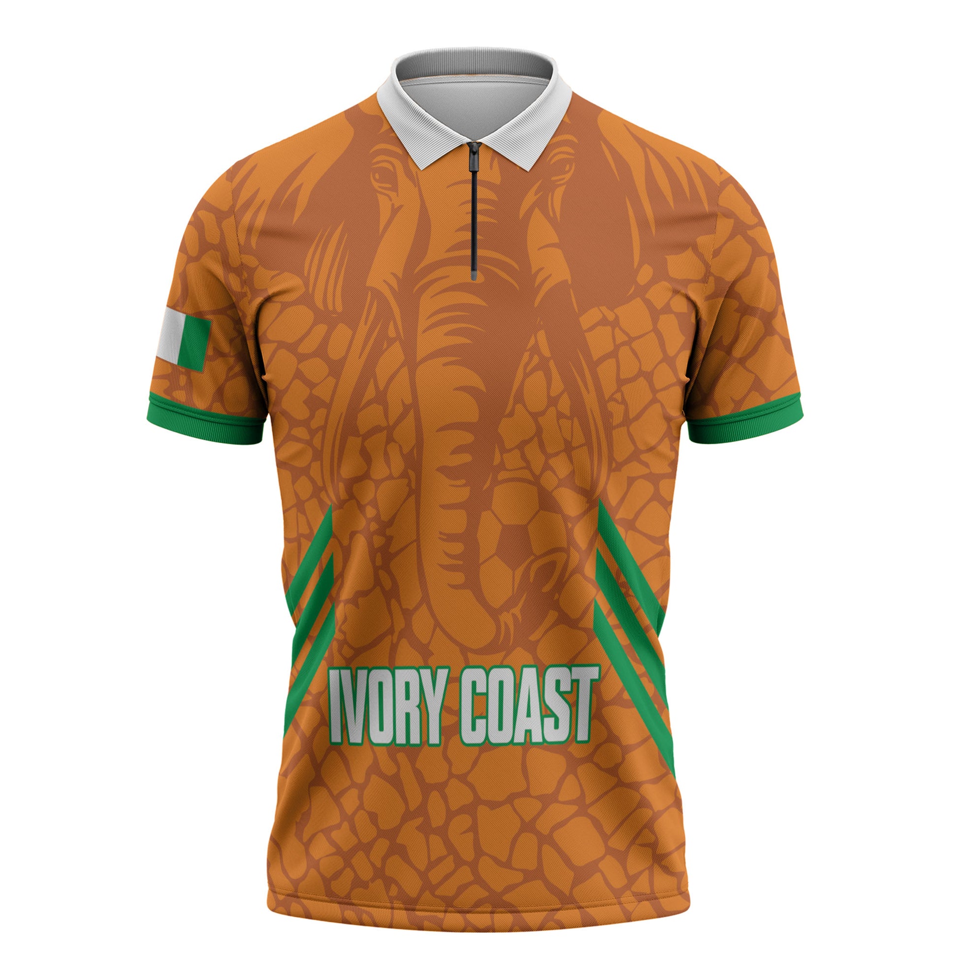 Ivory Coast Football Custom Zipper Polo Shirt Les Elephants Dames Skin Style