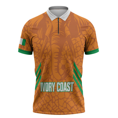 Ivory Coast Football Custom Zipper Polo Shirt Les Elephants Dames Skin Style