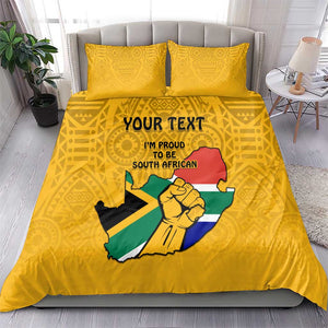 Personalised South Africa Bedding Set African Pattern Happy Freedom Day Yellow Version