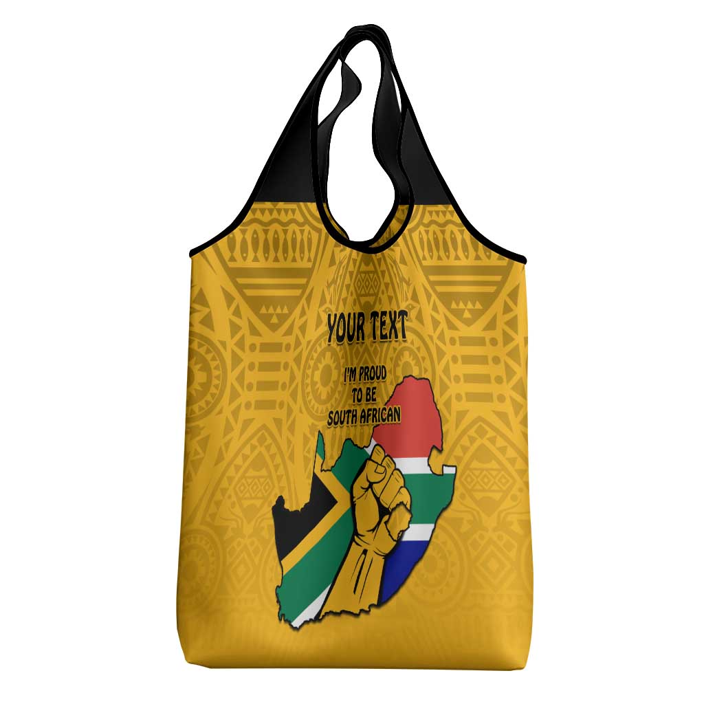 Personalised South Africa Grocery Bag African Pattern Happy Freedom Day Yellow Version