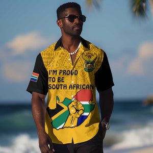 Personalised South Africa Hawaiian Shirt African Pattern Happy Freedom Day Yellow Version
