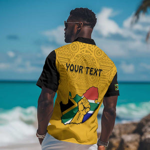 Personalised South Africa Hawaiian Shirt African Pattern Happy Freedom Day Yellow Version