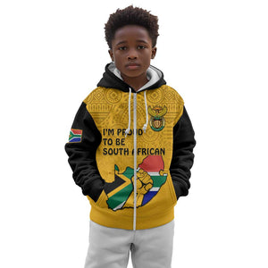 Personalised South Africa Kid Hoodie African Pattern Happy Freedom Day Yellow Version