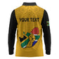 Personalised South Africa Long Sleeve Polo Shirt African Pattern Happy Freedom Day Yellow Version