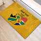 Personalised South Africa Rubber Doormat African Pattern Happy Freedom Day Yellow Version