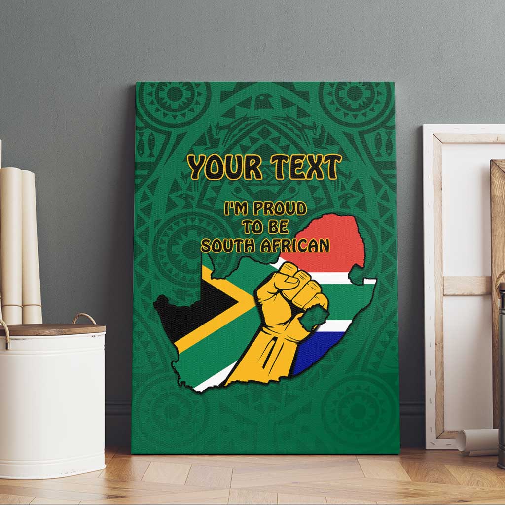 Personalised South Africa Canvas Wall Art African Pattern Happy Freedom Day Green Version