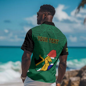 Personalised South Africa Hawaiian Shirt African Pattern Happy Freedom Day Green Version