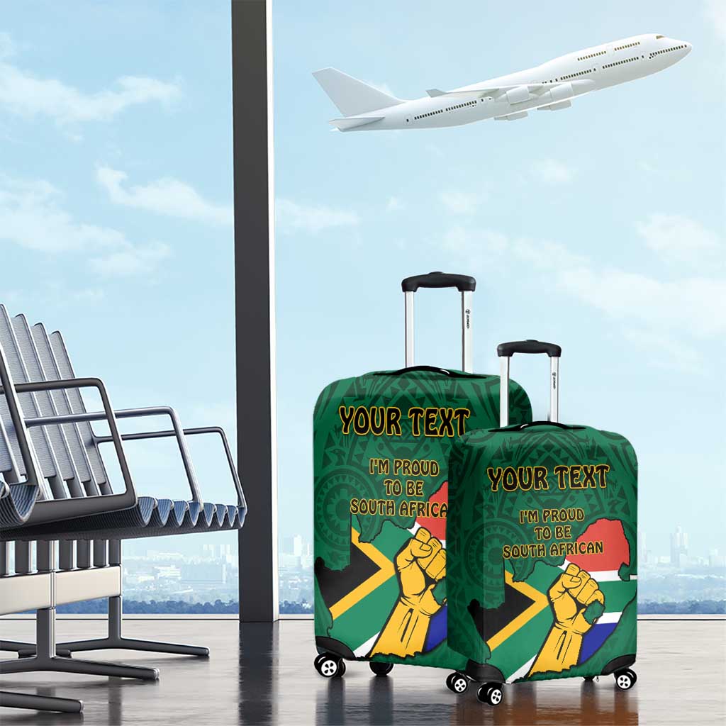 Personalised South Africa Luggage Cover African Pattern Happy Freedom Day Green Version