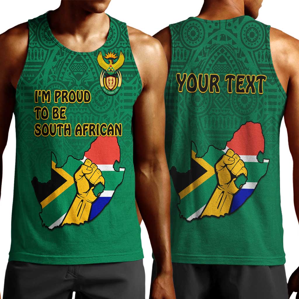 Personalised South Africa Men Tank Top African Pattern Happy Freedom Day Green Version