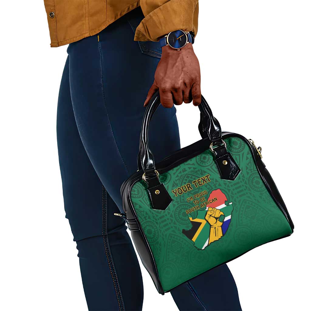Personalised South Africa Shoulder Handbag African Pattern Happy Freedom Day Green Version