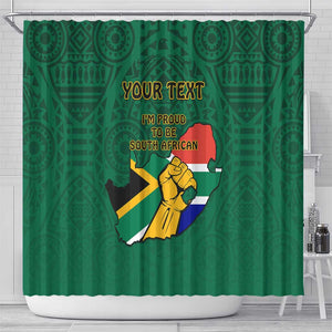 Personalised South Africa Shower Curtain African Pattern Happy Freedom Day Green Version
