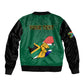 Personalised South Africa Sleeve Zip Bomber Jacket African Pattern Happy Freedom Day Green Version