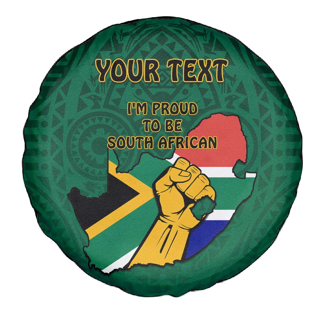 Personalised South Africa Spare Tire Cover African Pattern Happy Freedom Day Green Version