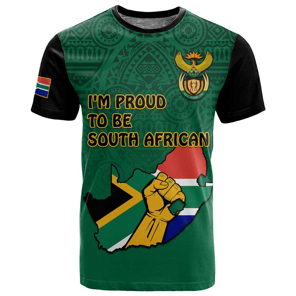 Personalised South Africa T shirt African Pattern Happy Freedom Day Green Version