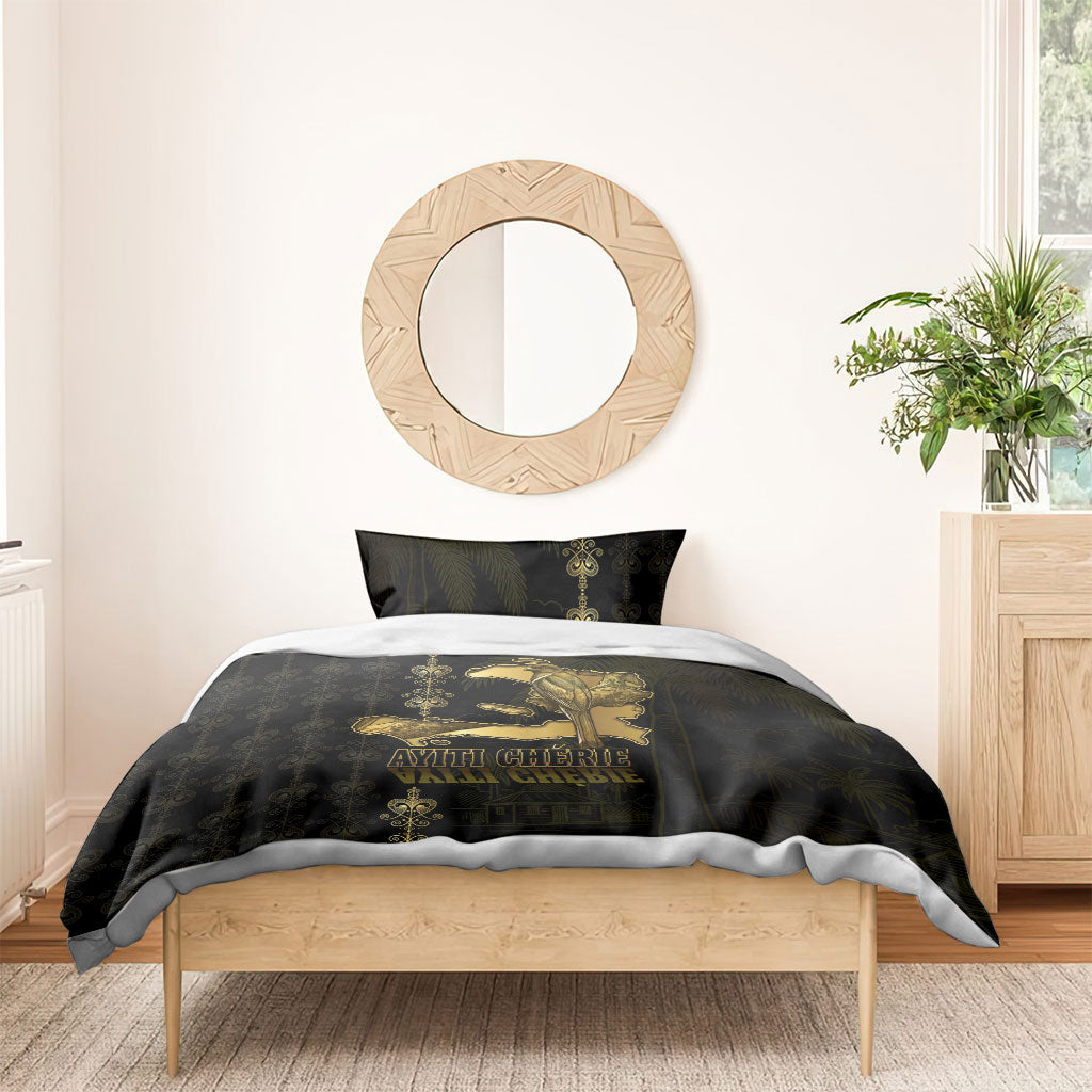 Afro-Haitians Ayiti Cherie Bedding Set Haiti Map Kanson Wouj Veve Vodou