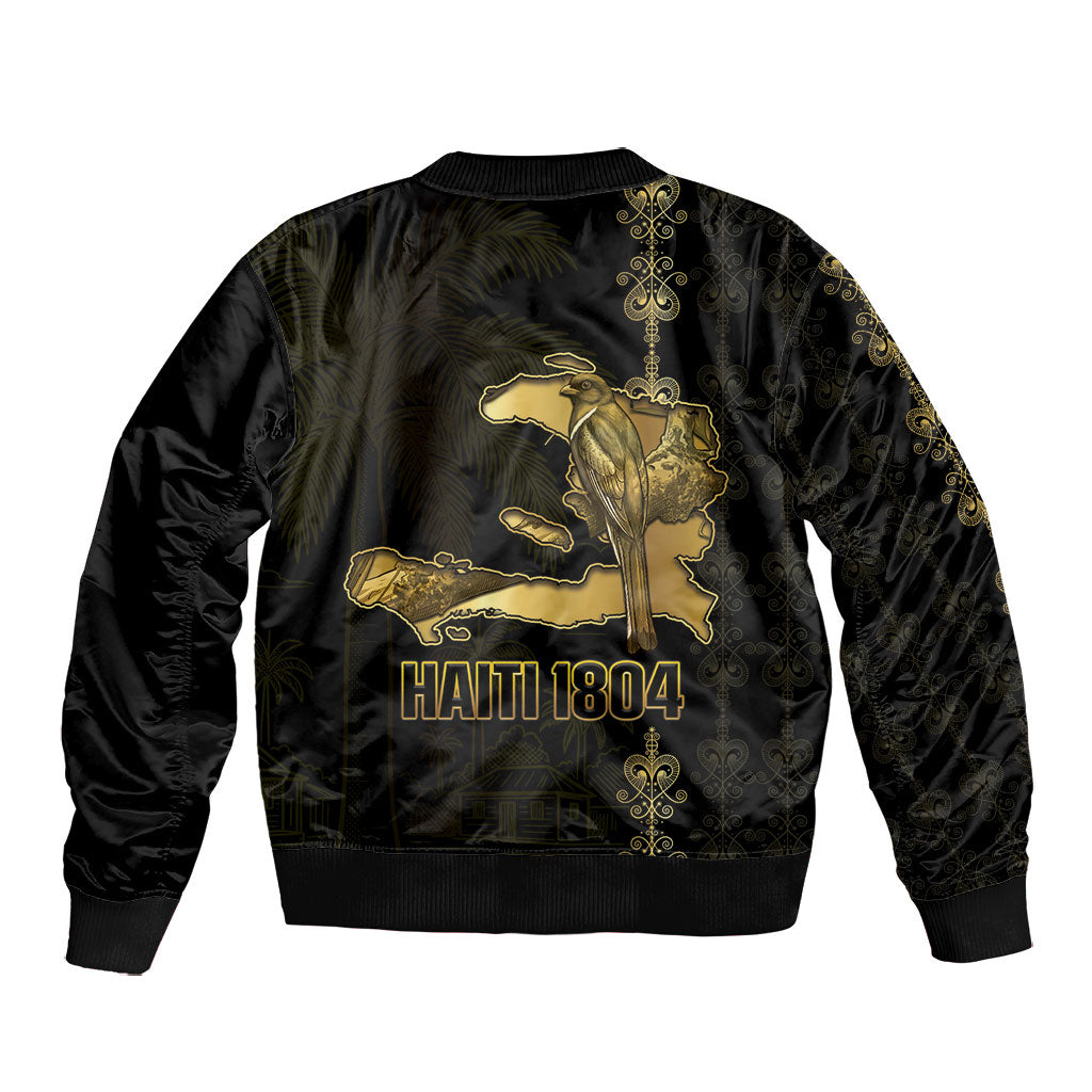 Afro-Haitians Ayiti Cherie Bomber Jacket Haiti Map Kanson Wouj Veve Vodou