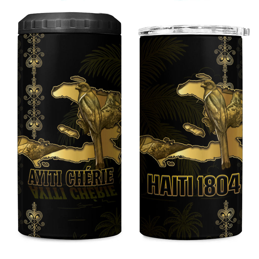 Afro-Haitians Ayiti Cherie 4 in 1 Can Cooler Tumbler Haiti Map Kanson Wouj Veve Vodou