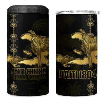Afro-Haitians Ayiti Cherie 4 in 1 Can Cooler Tumbler Haiti Map Kanson Wouj Veve Vodou
