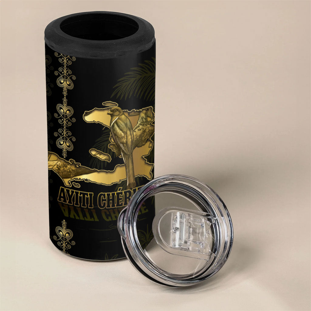 Afro-Haitians Ayiti Cherie 4 in 1 Can Cooler Tumbler Haiti Map Kanson Wouj Veve Vodou
