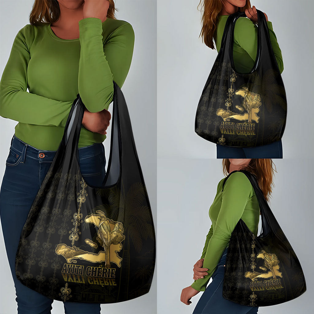 Afro-Haitians Ayiti Cherie Grocery Bag Haiti Map Kanson Wouj Veve Vodou