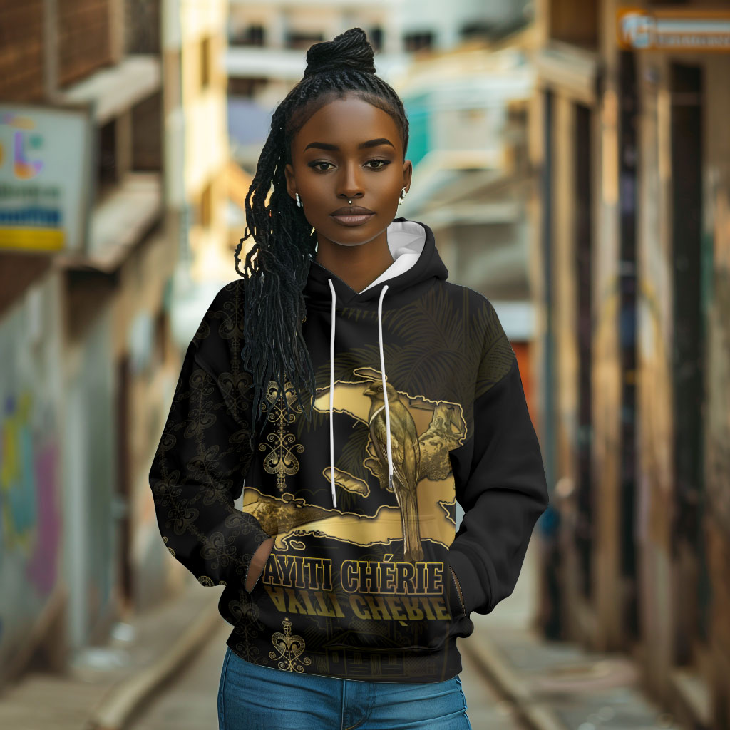Afro-Haitians Ayiti Cherie Hoodie Haiti Map Kanson Wouj Veve Vodou