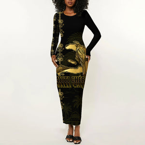Afro-Haitians Ayiti Cherie Long Sleeve Bodycon Dress Haiti Map Kanson Wouj Veve Vodou