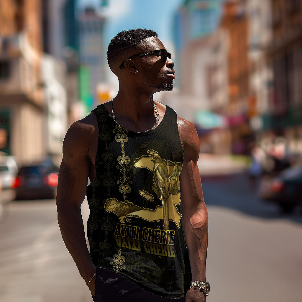 Afro-Haitians Ayiti Cherie Men Tank Top Haiti Map Kanson Wouj Veve Vodou