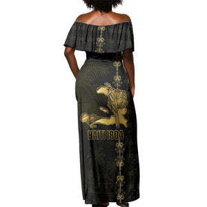 Afro-Haitians Ayiti Cherie Off Shoulder Maxi Dress Haiti Map Kanson Wouj Veve Vodou