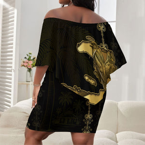 Afro-Haitians Ayiti Cherie Off Shoulder Short Dress Haiti Map Kanson Wouj Veve Vodou