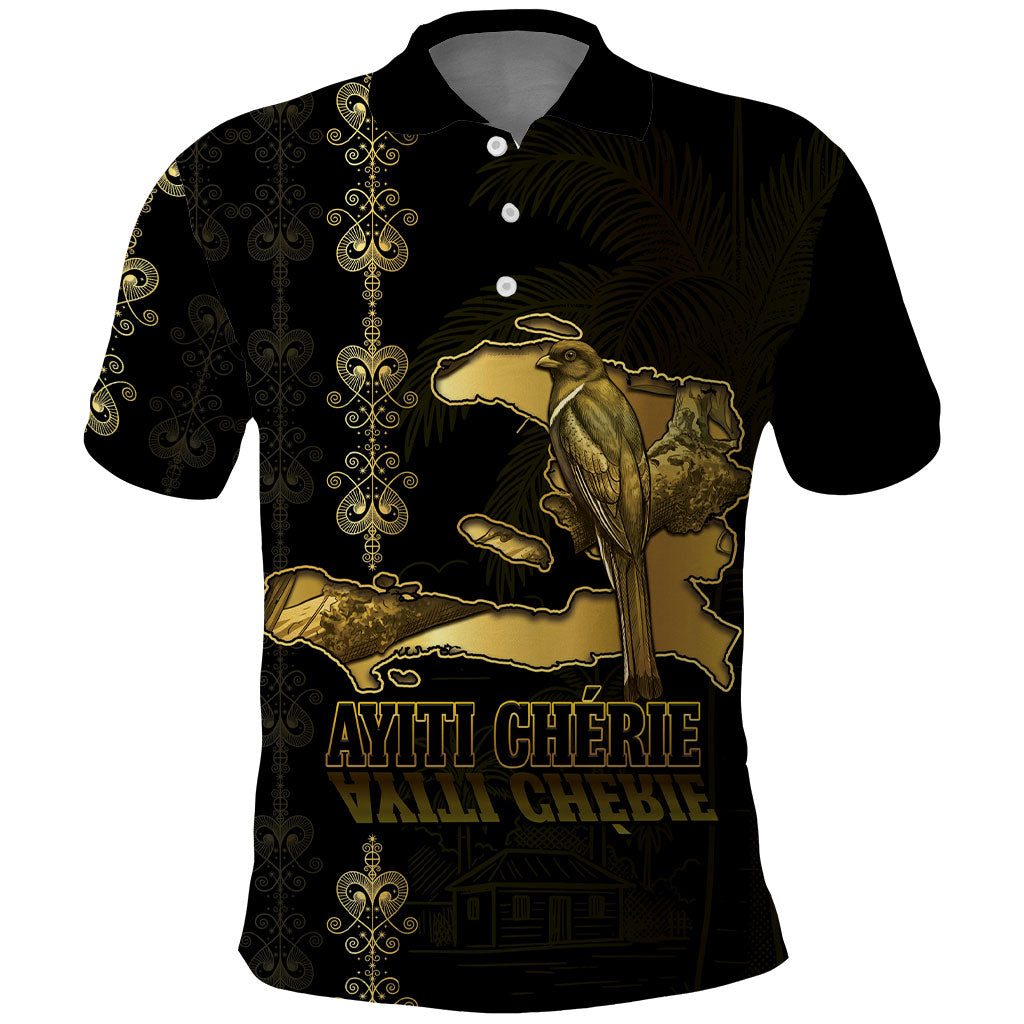 Afro-Haitians Ayiti Cherie Polo Shirt Haiti Map Kanson Wouj Veve Vodou