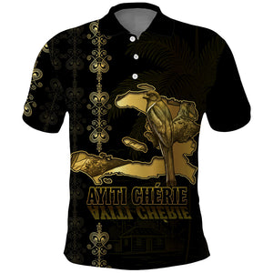 Afro-Haitians Ayiti Cherie Polo Shirt Haiti Map Kanson Wouj Veve Vodou