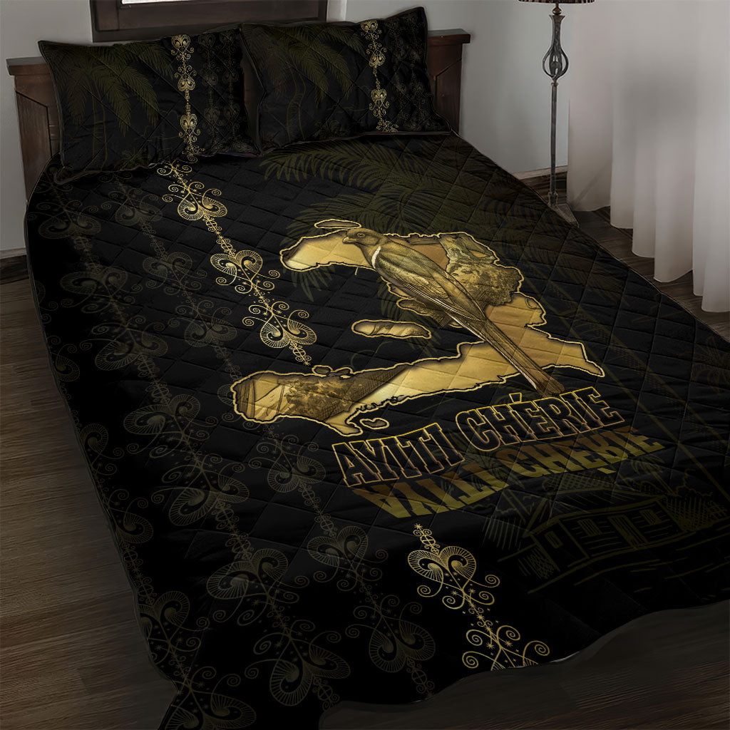 Afro-Haitians Ayiti Cherie Quilt Bed Set Haiti Map Kanson Wouj Veve Vodou