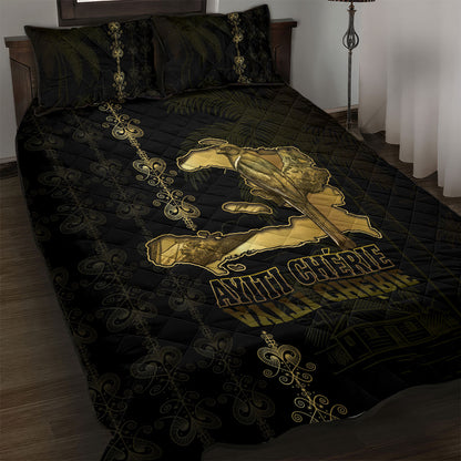 Afro-Haitians Ayiti Cherie Quilt Bed Set Haiti Map Kanson Wouj Veve Vodou