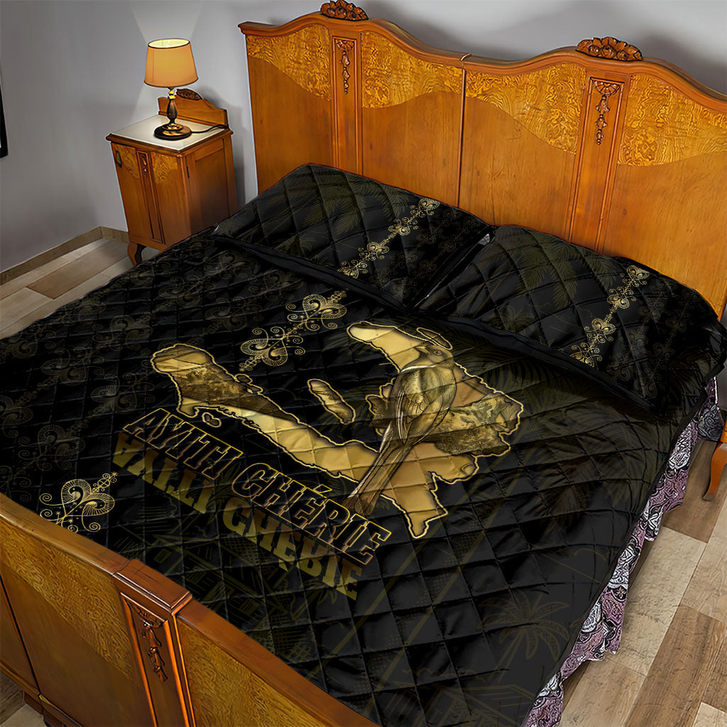 Afro-Haitians Ayiti Cherie Quilt Bed Set Haiti Map Kanson Wouj Veve Vodou
