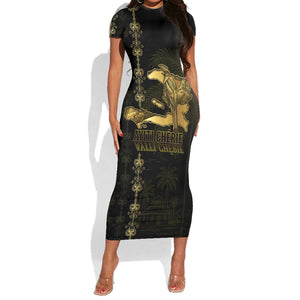 Afro-Haitians Ayiti Cherie Short Sleeve Bodycon Dress Haiti Map Kanson Wouj Veve Vodou
