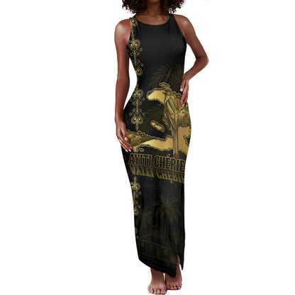 Afro-Haitians Ayiti Cherie Tank Maxi Dress Haiti Map Kanson Wouj Veve Vodou