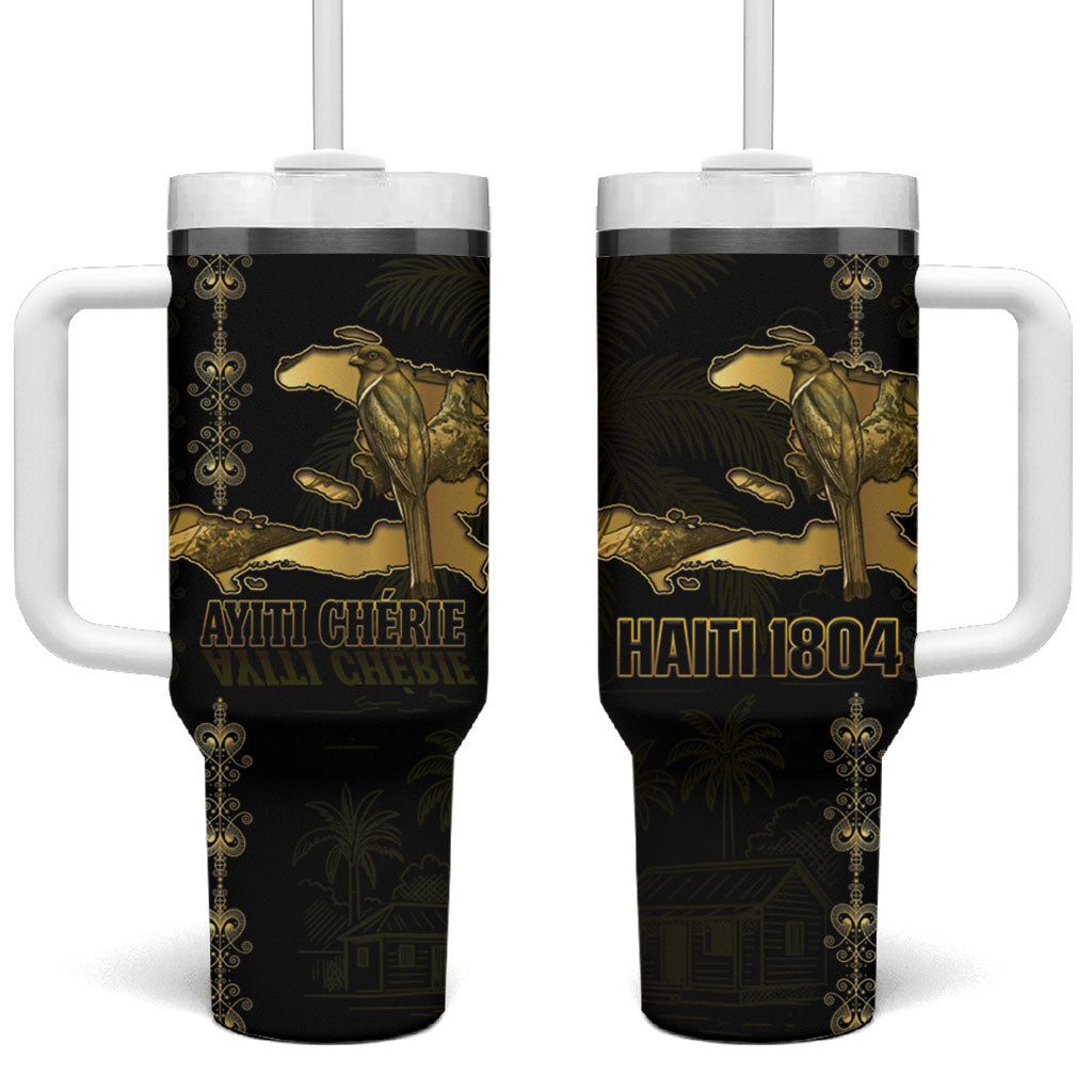 Afro-Haitians Ayiti Cherie Tumbler With Handle Haiti Map Kanson Wouj Veve Vodou