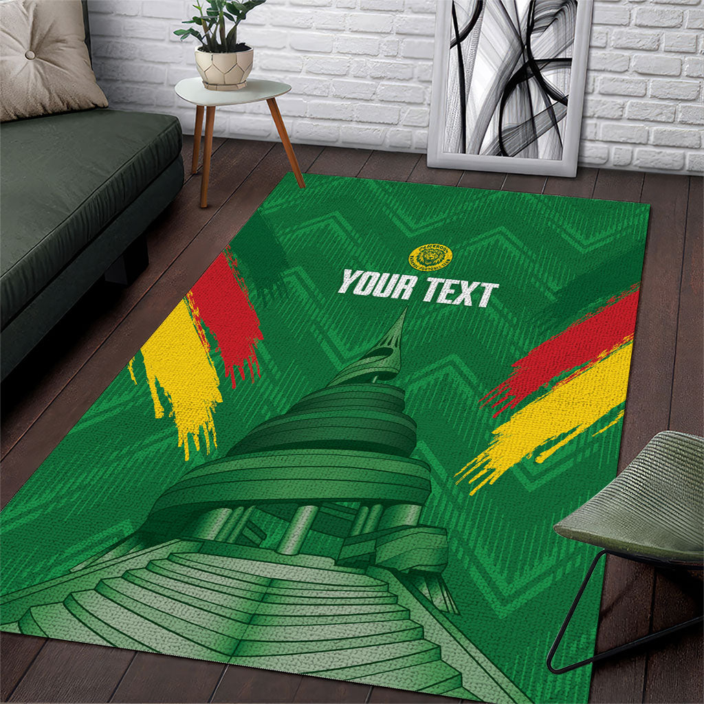 Cameroon Football Custom Area Rug Reunification Monument Les Lionnes Indomptables
