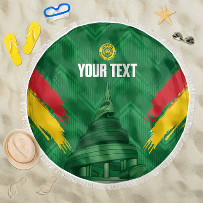 Cameroon Football Custom Beach Blanket Reunification Monument Les Lionnes Indomptables