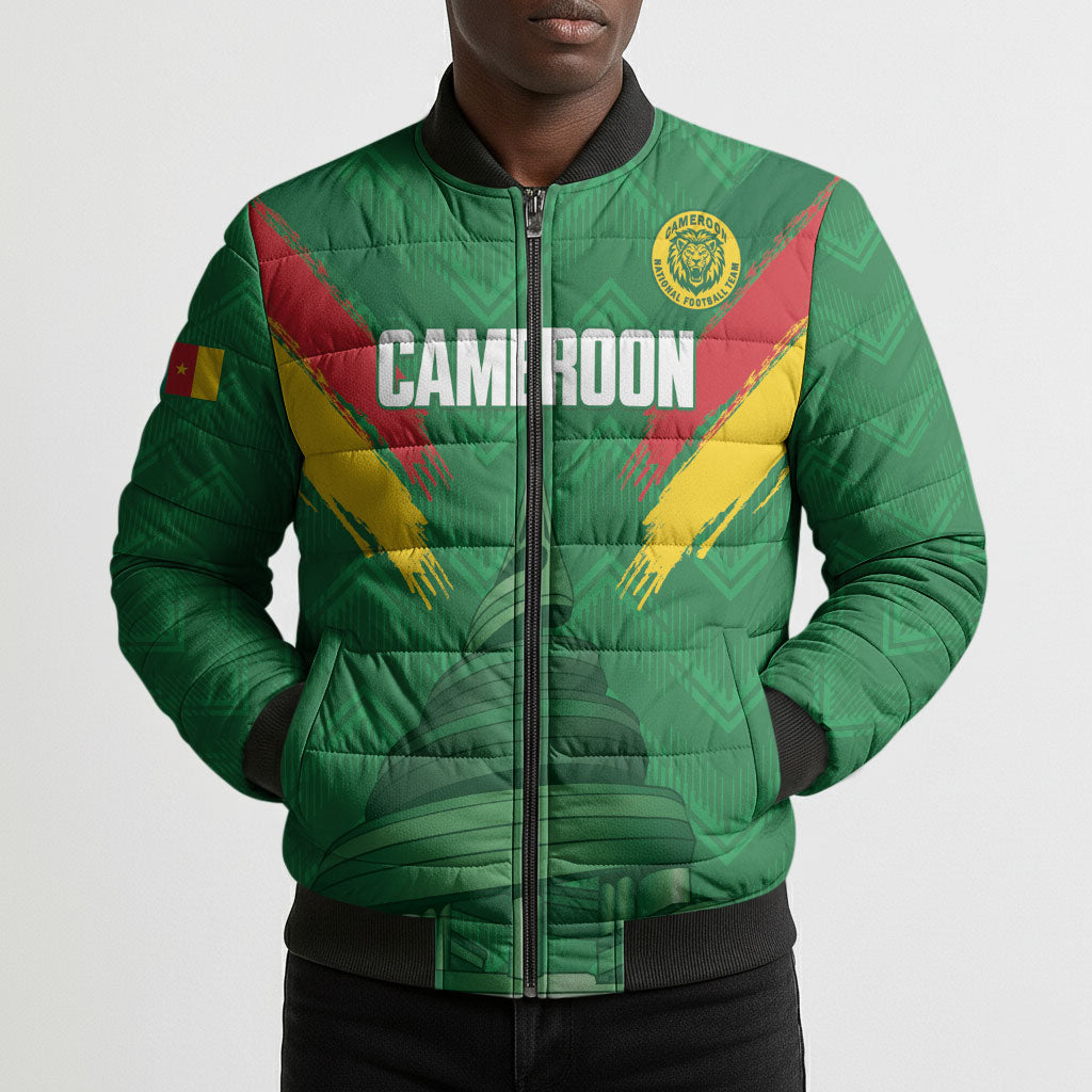 Cameroon Football Custom Bomber Puffer Jacket Reunification Monument Les Lionnes Indomptables