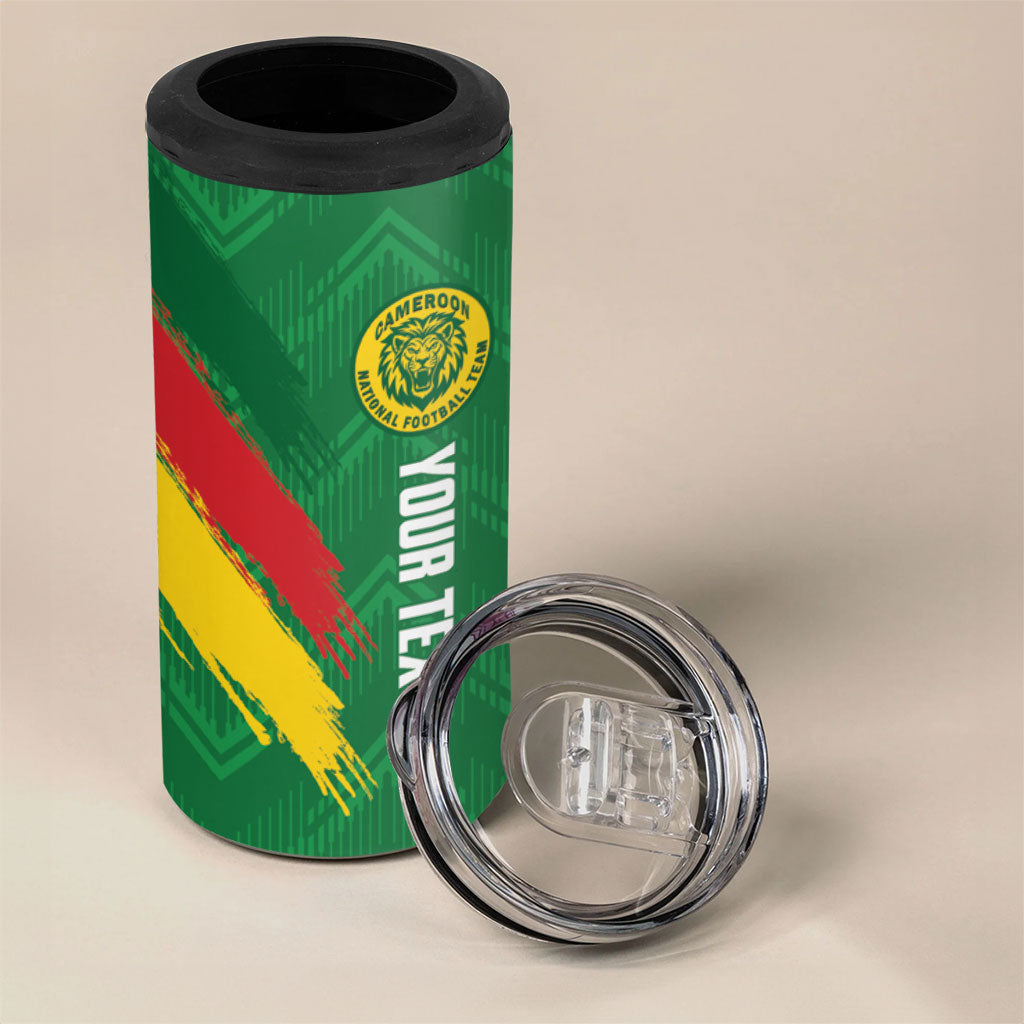 Cameroon Football Custom 4 in 1 Can Cooler Tumbler Reunification Monument Les Lionnes Indomptables