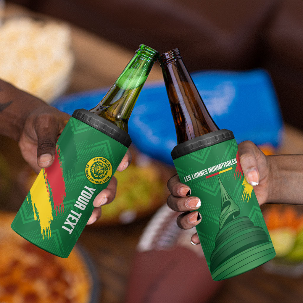 Cameroon Football Custom 4 in 1 Can Cooler Tumbler Reunification Monument Les Lionnes Indomptables