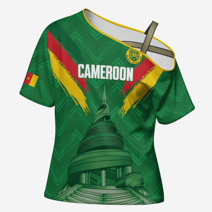 Cameroon Football Custom Cross Shoulder Shirt Reunification Monument Les Lionnes Indomptables
