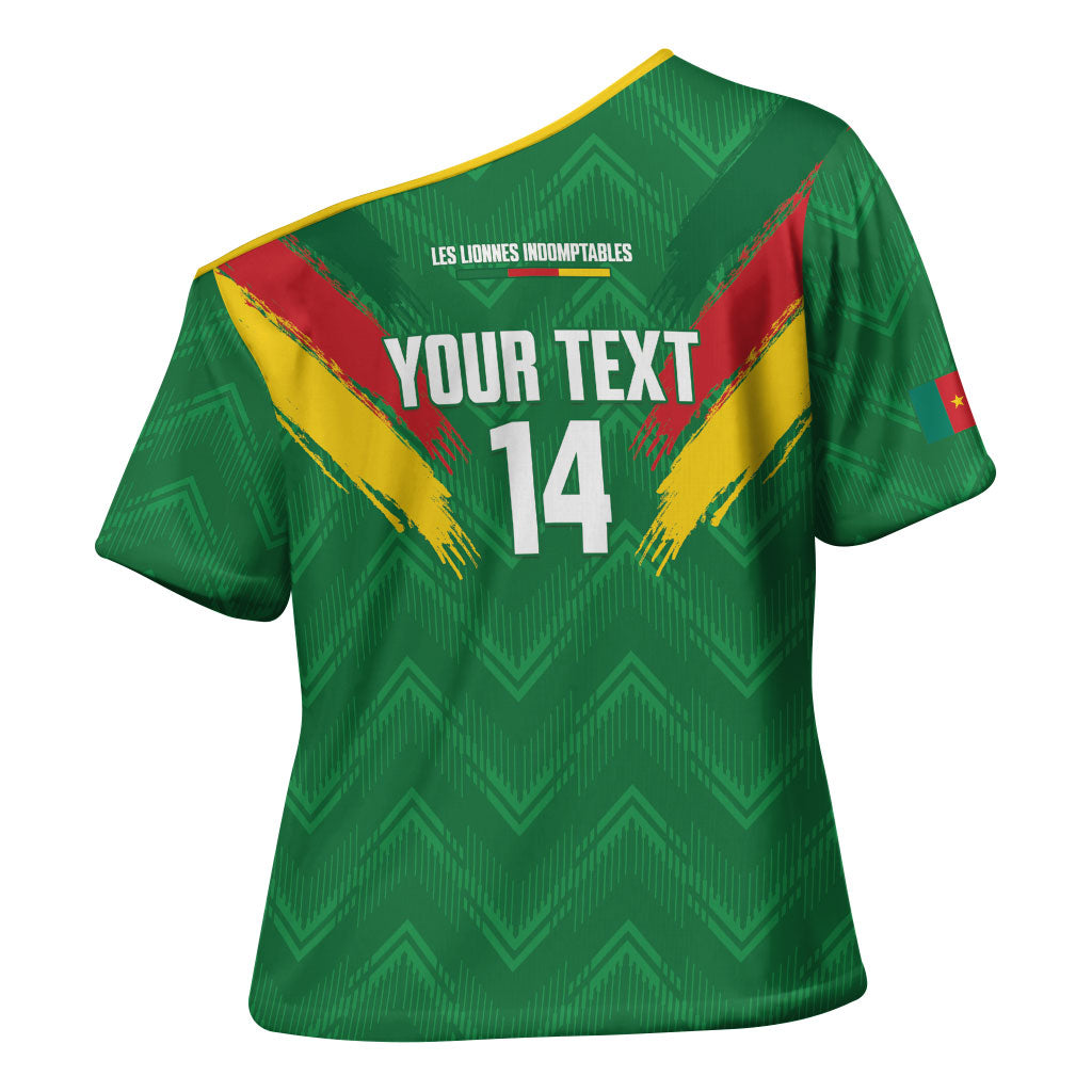 Cameroon Football Custom Cross Shoulder Shirt Reunification Monument Les Lionnes Indomptables