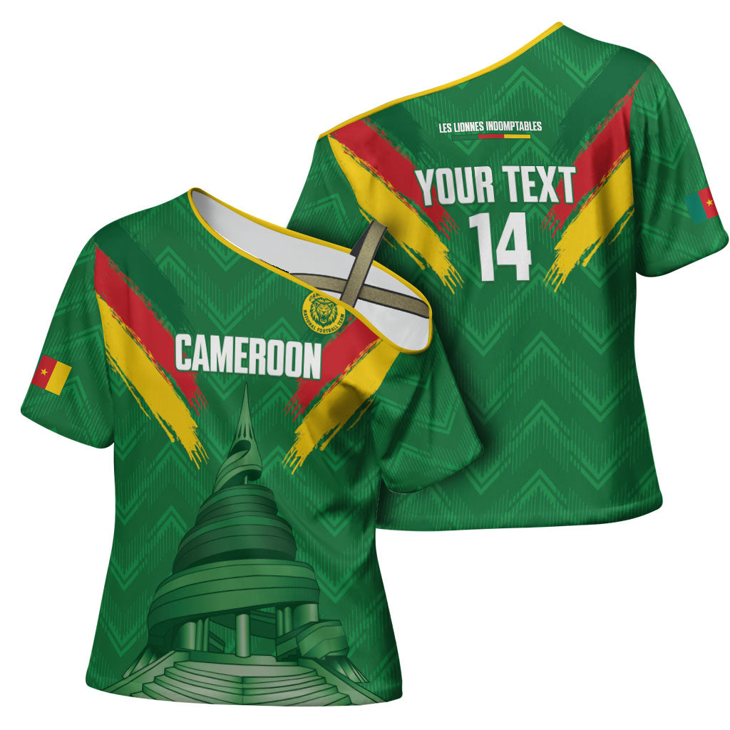 Cameroon Football Custom Cross Shoulder Shirt Reunification Monument Les Lionnes Indomptables