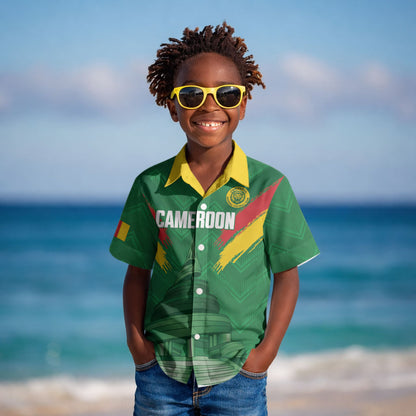 Cameroon Football Custom Kid Hawaiian Shirt Reunification Monument Les Lionnes Indomptables