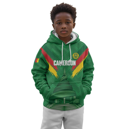 Cameroon Football Custom Kid Hoodie Reunification Monument Les Lionnes Indomptables