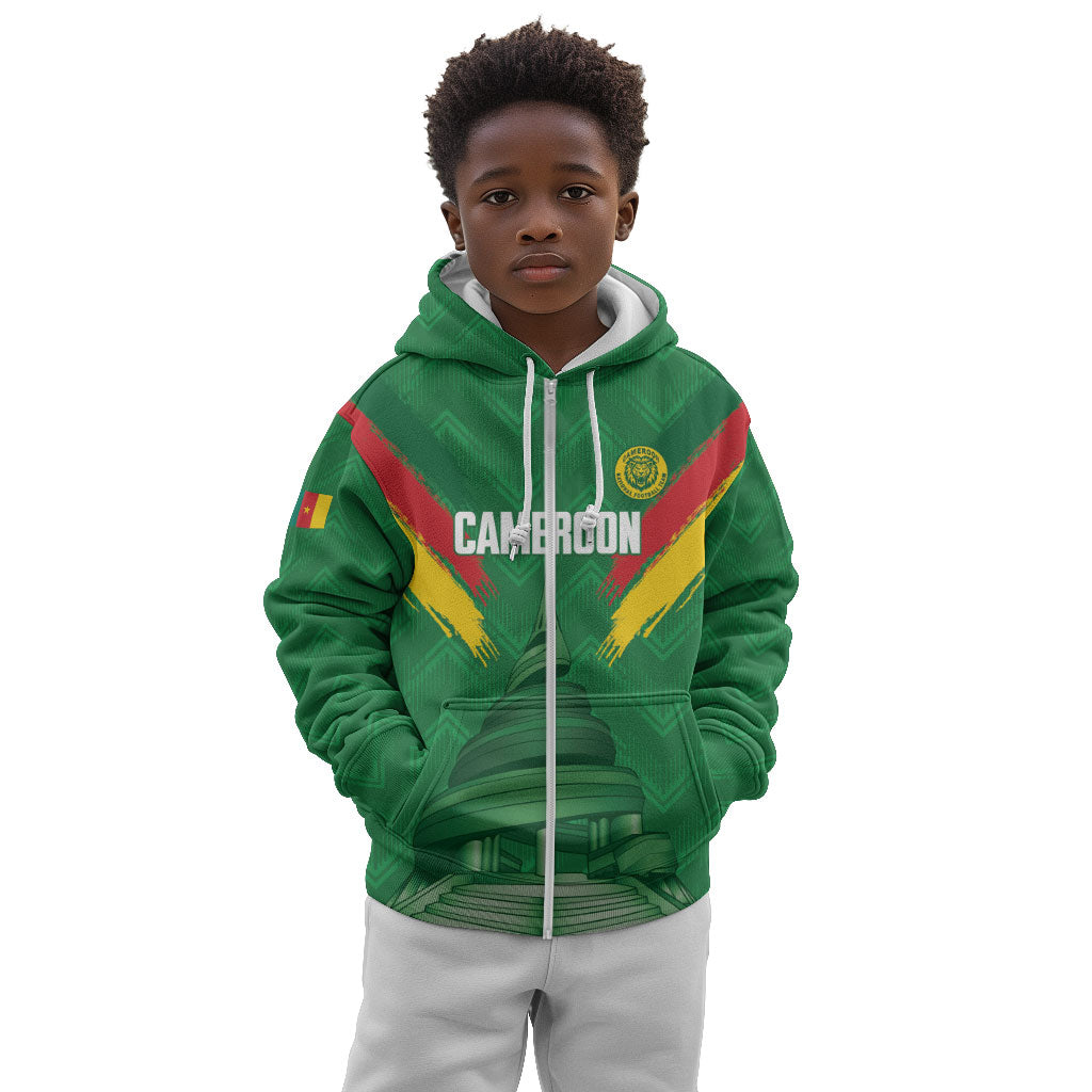 Cameroon Football Custom Kid Hoodie Reunification Monument Les Lionnes Indomptables