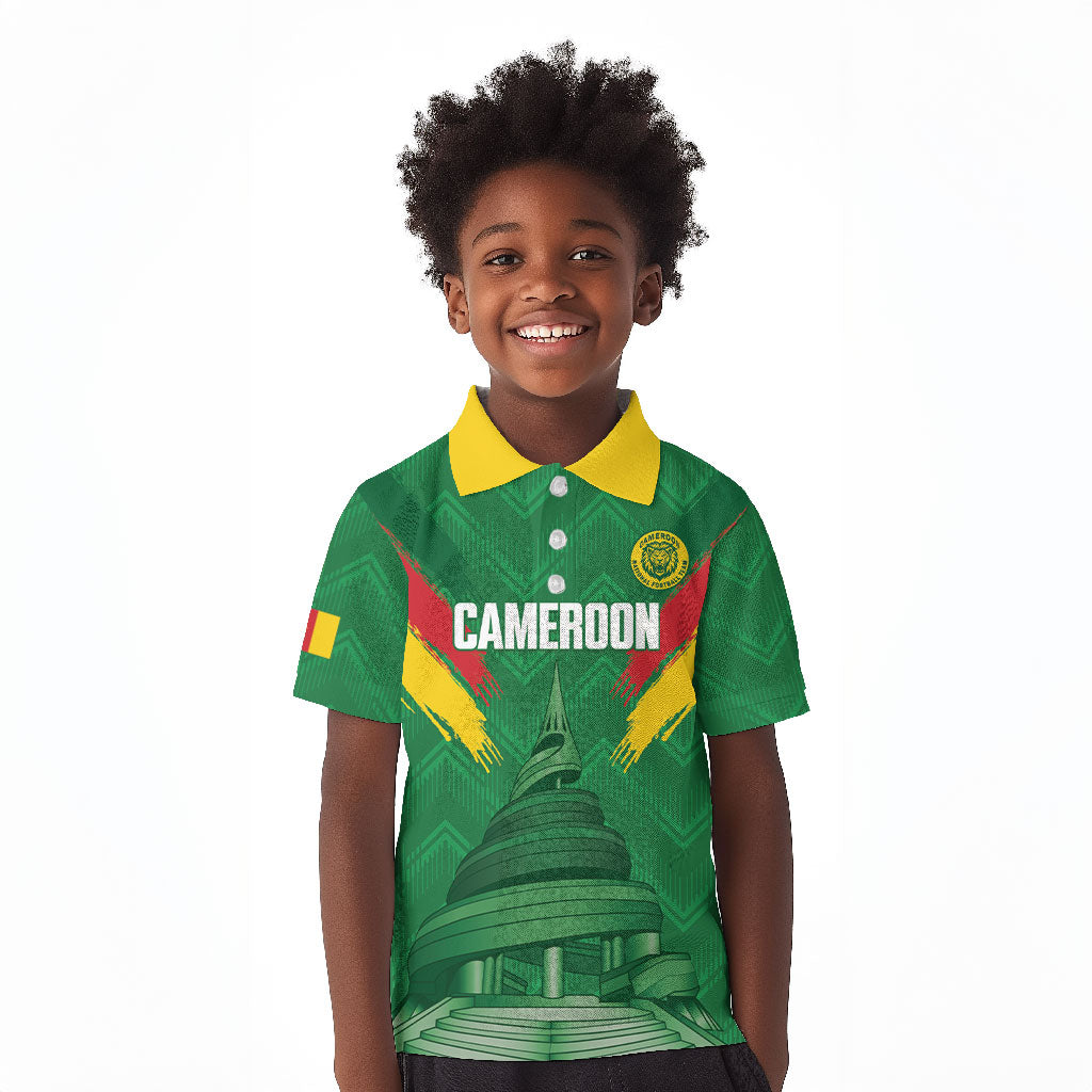 Cameroon Football Custom Kid Polo Shirt Reunification Monument Les Lionnes Indomptables