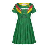 Cameroon Football Custom Kid Short Sleeve Dress Reunification Monument Les Lionnes Indomptables